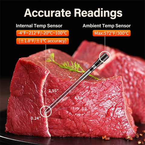 SIYOTEAM Meat Thermometer Digital Wireless Smart Cooking Grilling Smoking  BBQ