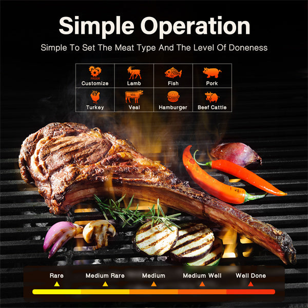 Wireless Meat Food Thermometer for Oven Grill BBQ Steak Turkey